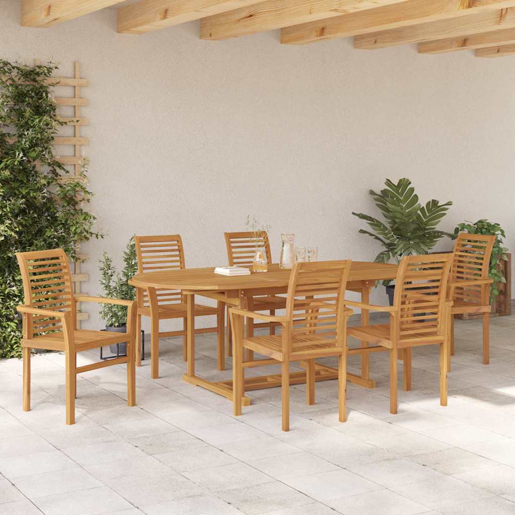 Garden Dining Set 7 pcs Brown 200 x 100 x 75 cm Solid teak wood